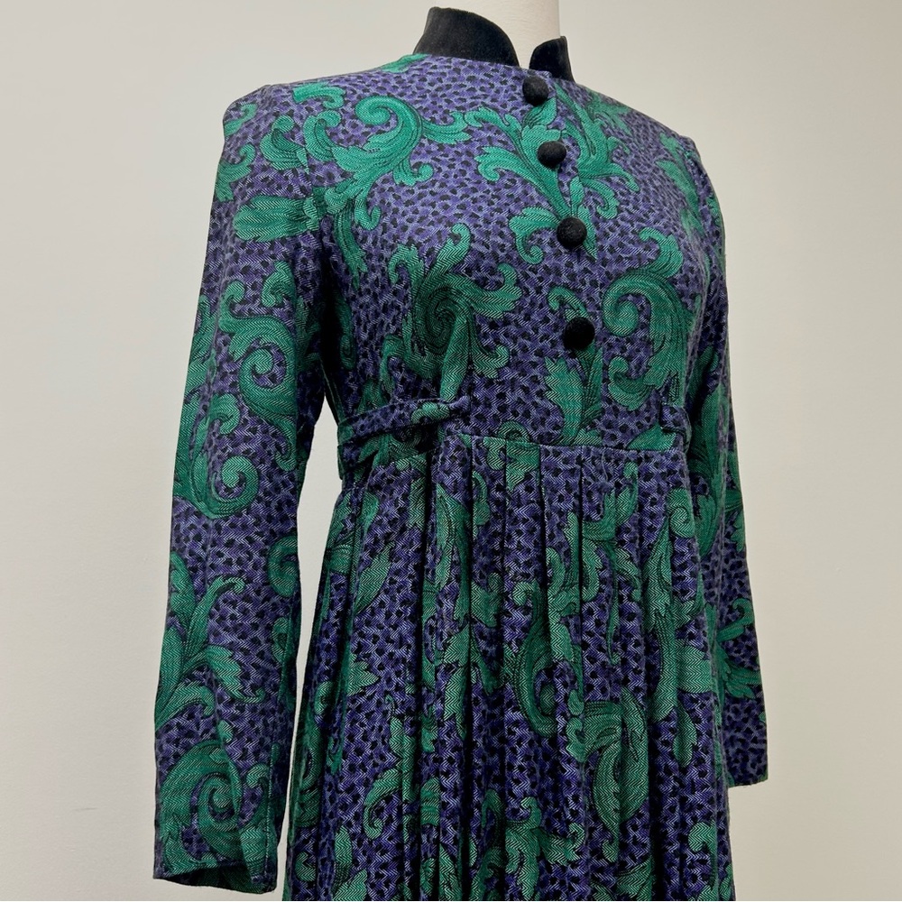 Paisley maxi dress with high collar